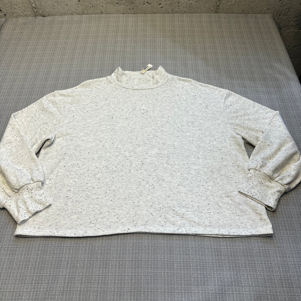 New Madewell Miles Mockneck Sweatshirt XXL‎ Grey Speckled Pullover Cozy